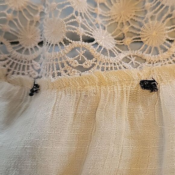 Womens cream ivory RBG lace scoop neck flowy boho blouse top large - Picture 8 of 8